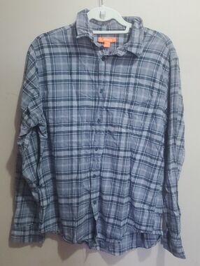 Joe Fresh Grey Plaid Long-Sleeve Men's Shirt Size Large